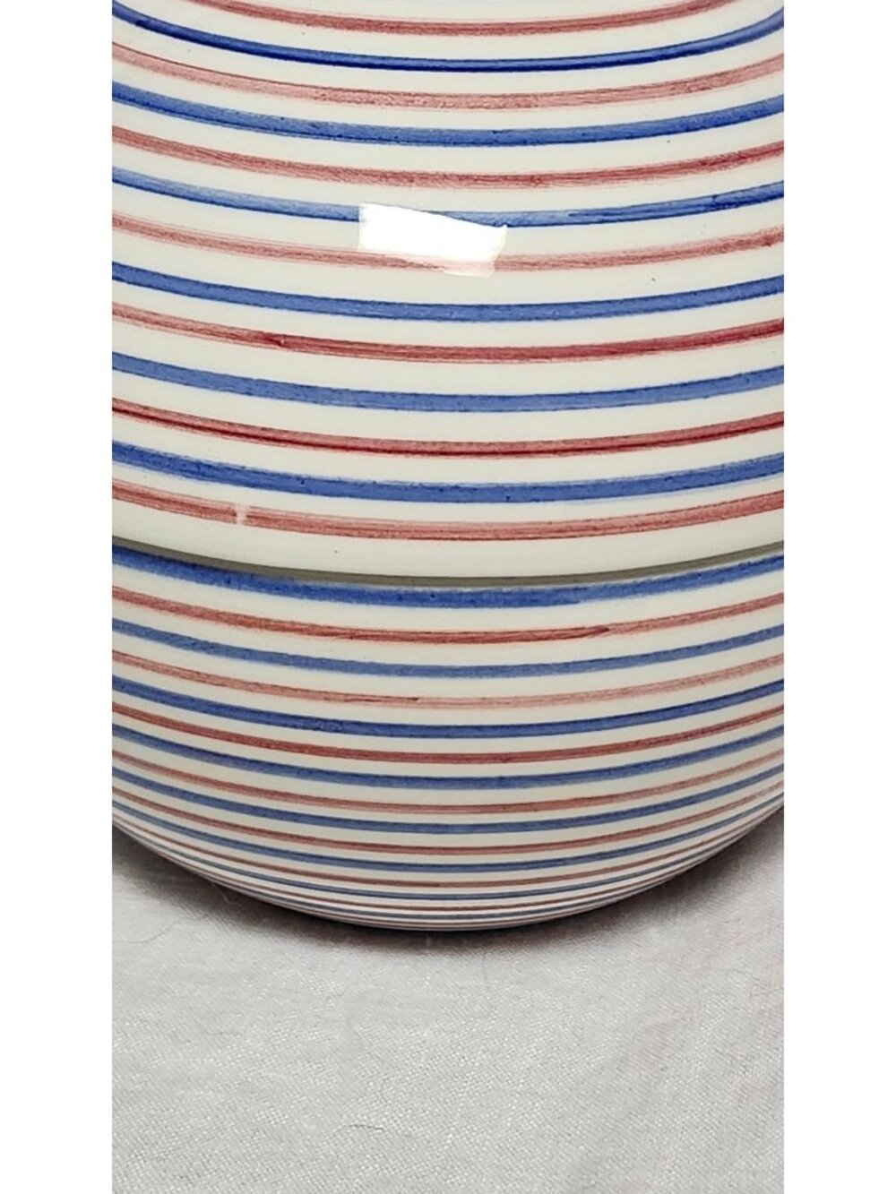 Vintage MCM Raymor Bitossi Ceramic Sphere Lidded Orb Red White Blue - Picture 7 of 9